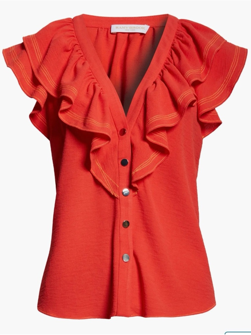 NWOT Ramy Brook Lettie Ruffle Detail Button-Up Shirt, Size XS